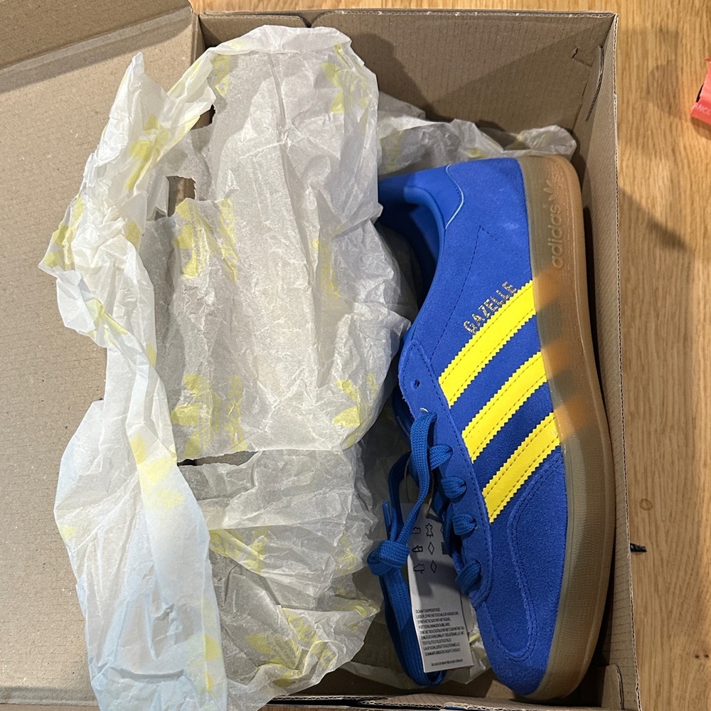 Adidas Gazelle Royal Blue with Yellow Stripes